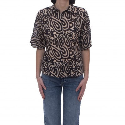 女性用シャツ - 601T210 プリントシャツ