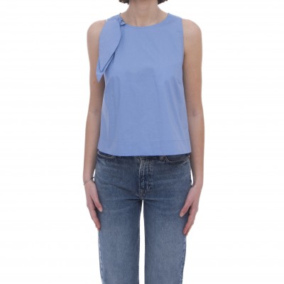 女性用シャツ - 623T213 無地のノースリーブシャツ