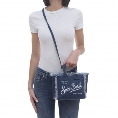 インディゴ ミニキャンバス バニティバッグ 18x16x9